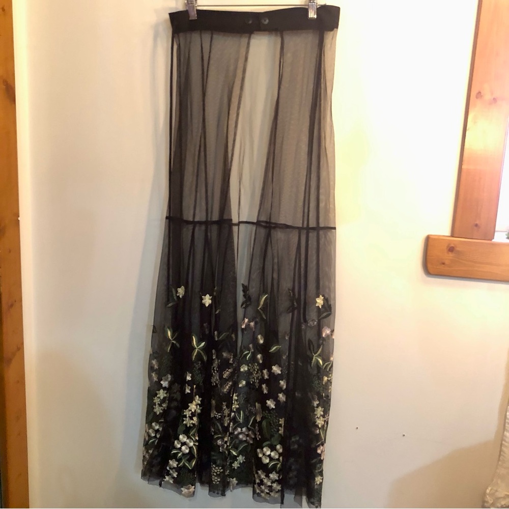 Dolls kill dryad queen floral black tulle maxi skirt size S
